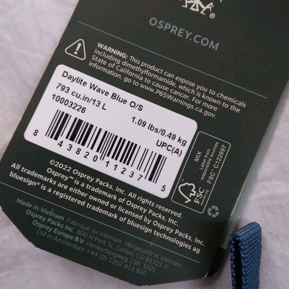 Osprey Daylite Multi-Function Hiking Commuter Backpack 13L Wave Blue NWT - Picture 4 of 11